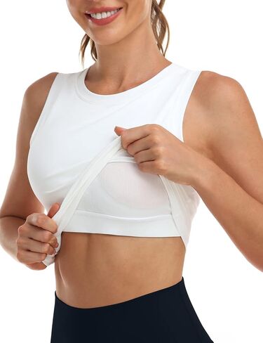 HeyNuts Wherever كروب توب للنساء للتمرين، حمالات صدر رياضية مبطنة خالية من الأسلاك، حمالات صدر طويلة برقبة عالية، أكواب A-D in Kuwait