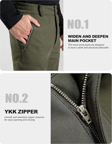 FREE SOLDIER Men's Outdoor Softshell Fleece Lined Cargo Pants Snow Ski Hiking Pants with Belt in Saudi Arabia