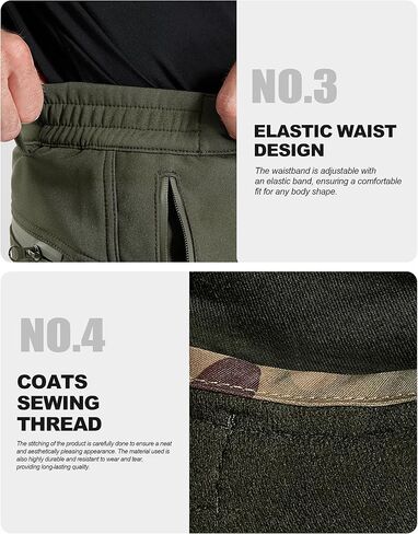 FREE SOLDIER Men's Outdoor Softshell Fleece Lined Cargo Pants Snow Ski Hiking Pants with Belt in Saudi Arabia