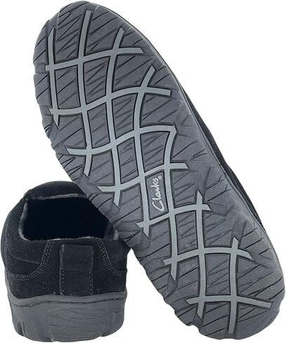 Clarks Mens Slipper with Suede Leather Upper SAB30194A - Closed Back with Double Gore and Removable Insole - Indoor Outdoor House Slippers For Men in Saudi Arabia
