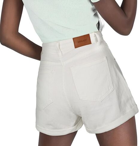 Genleck Women's Juniors Criss Crossover Jean Shorts High Waisted Stretchy Denim Shorts Casual Summer Hot Shorts(Blue,XS-XL) in Kuwait