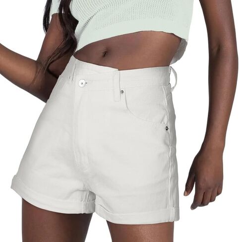 Genleck Women's Juniors Criss Crossover Jean Shorts High Waisted Stretchy Denim Shorts Casual Summer Hot Shorts(Blue,XS-XL) in Kuwait