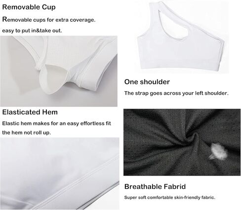 MATHACINO One Shoulder Sports Bra for Women Sexy Cute Workout Yoga Bra Medium Support in Saudi Arabia