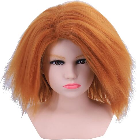 شعر مستعار Hulaidywig قصير برتقالي للحفلات التنكرية من الرسوم المتحركة الاصطناعية لأزياء الهالوين (16 بوصة للكبار) in Kuwait
