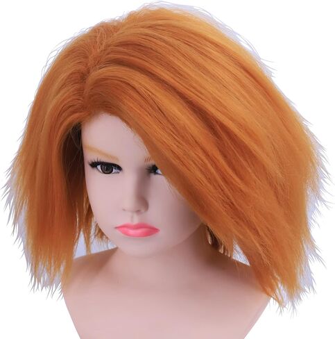 شعر مستعار Hulaidywig قصير برتقالي للحفلات التنكرية من الرسوم المتحركة الاصطناعية لأزياء الهالوين (16 بوصة للكبار) in Kuwait