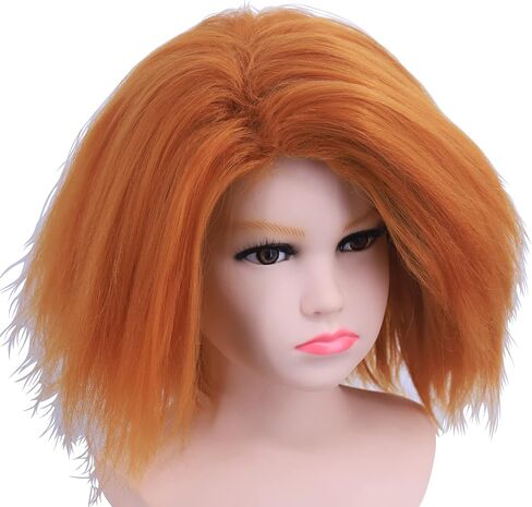 شعر مستعار Hulaidywig قصير برتقالي للحفلات التنكرية من الرسوم المتحركة الاصطناعية لأزياء الهالوين (16 بوصة للكبار) in Kuwait