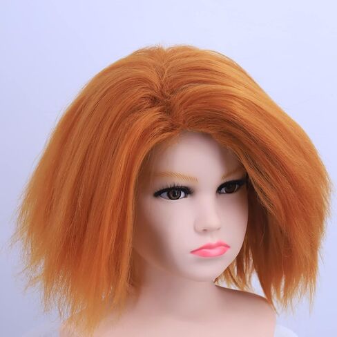 شعر مستعار Hulaidywig قصير برتقالي للحفلات التنكرية من الرسوم المتحركة الاصطناعية لأزياء الهالوين (16 بوصة للكبار) in Kuwait