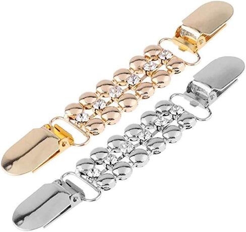 VIEEL 2 Pack Sweater Clips, Beaded Cardigan Clips, Stylish Pearl, Cardigan Collar Clip (Diamond) in Saudi Arabia