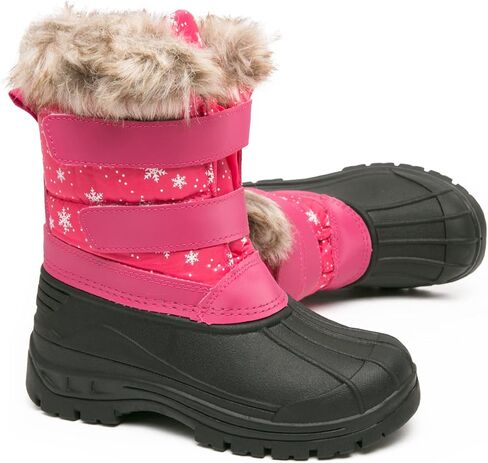 أحذية الثلوج للأطفال بنين بنات أحذية الشتاء منتصف العجل المضادة للانزلاق في الهواء الطلق الأحذية الدافئة مع الفراء اصطف (/طفل صغير/طفل كبير) in Kuwait