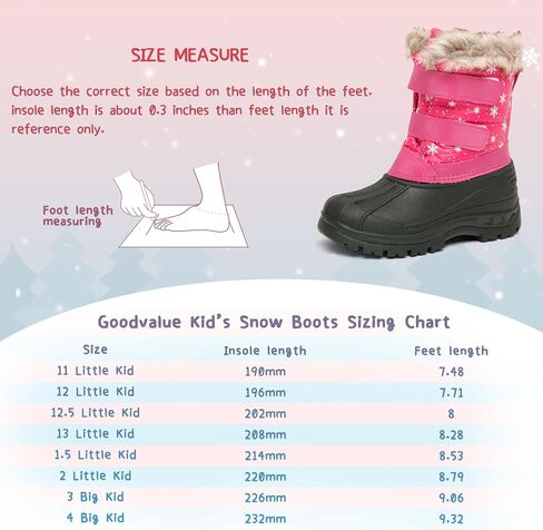 أحذية الثلوج للأطفال بنين بنات أحذية الشتاء منتصف العجل المضادة للانزلاق في الهواء الطلق الأحذية الدافئة مع الفراء اصطف (/طفل صغير/طفل كبير) in Kuwait