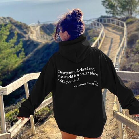 UNIQUEONE أنت كافية البلوز المرأة عزيزي شخص خلفي هوديي البلوز الحب الوعي السلام كنزة بمقاس كبير in Kuwait