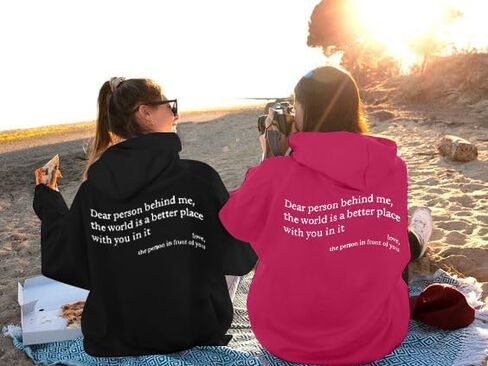 UNIQUEONE أنت كافية البلوز المرأة عزيزي شخص خلفي هوديي البلوز الحب الوعي السلام كنزة بمقاس كبير in Kuwait