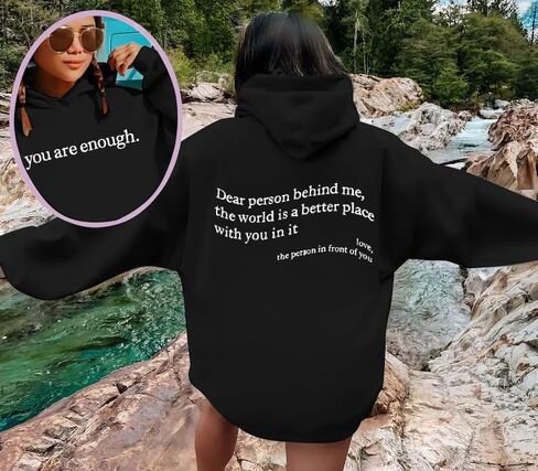 UNIQUEONE أنت كافية البلوز المرأة عزيزي شخص خلفي هوديي البلوز الحب الوعي السلام كنزة بمقاس كبير in Kuwait