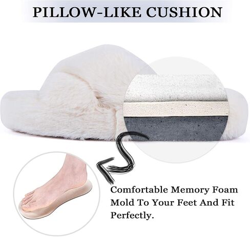 DL Fluffy Womens House Slippers Cross Band Open Toe, Soft Plush Fleece Bedroom Slippers Women Memory Foam, Comfy Fuzzy Slip On Non-Slip Womens Slippers Indoor Leopard Size in Kuwait