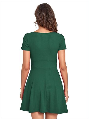 Verdusa Women's Surplice Neck Short Sleeve Mini Wrap A Line Fit and Flare Dress in Saudi Arabia