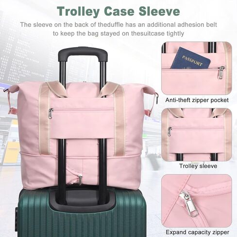 ACdream Large Travel Tote Bag, Duffle Weekender Overnight Carry On Luggage, Waterproof Sandproof Personal Item Duffel Bags for Gym, Beach, Teacher Work, with Trolley Sleeve and Wet Pocket, Black in Kuwait
