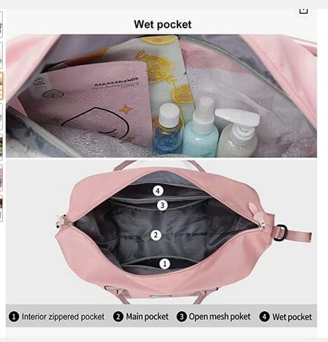 ACdream Large Travel Tote Bag, Duffle Weekender Overnight Carry On Luggage, Waterproof Sandproof Personal Item Duffel Bags for Gym, Beach, Teacher Work, with Trolley Sleeve and Wet Pocket, Black in Kuwait