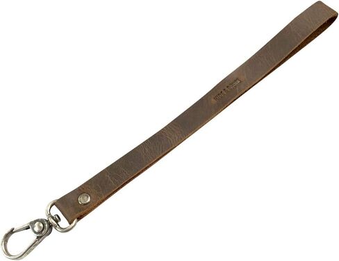 Hide & Drink, Simple Thin Lanyard Handmade from Full Grain Leather Key Ring Holder for Organizing Keychains Long Leather Cord with Sturdy Lobster Clasp for Convenient Easy Access - Bourbon Brown in Saudi Arabia