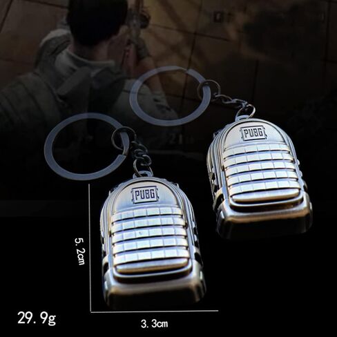 4 قطع سلاسل مفاتيح معدنية المستوى 3 خوذة Kar98K حقيبة الظهر مقلاة حلقة مفاتيح، بني، ميني, بني in Kuwait