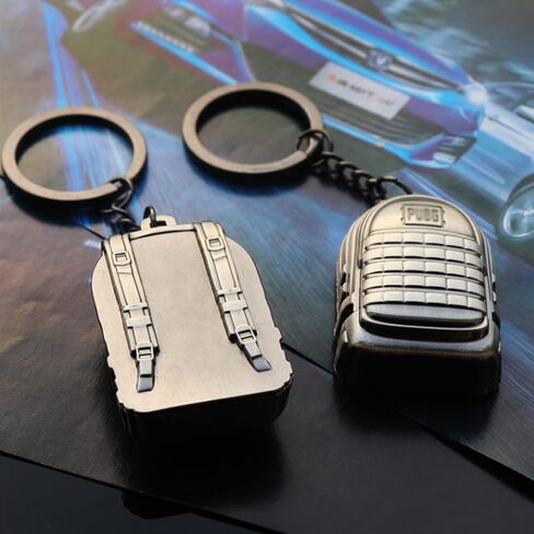 4 قطع سلاسل مفاتيح معدنية المستوى 3 خوذة Kar98K حقيبة الظهر مقلاة حلقة مفاتيح، بني، ميني, بني in Kuwait