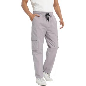 Leward Mens Cargo Casual Joggers Athletic Hiking Pants Cotton Loose Straight Sweatpants with Drawstring and Pockets   in Saudi Arabia