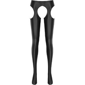 YiZYiF Women's Shiny Glossy 70D Cutout Pantyhose Oil Satin Tights Dance Compression Stockings in Kuwait