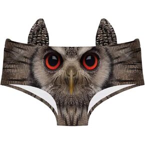 Cat and Dog Boy Shorts Panties with EARS for Pet Lovers - Sexy Funny Novelty Women's 3D Printed Cheeky Hipster Underwear… (Medium, Red Eye Owl) in Saudi Arabia