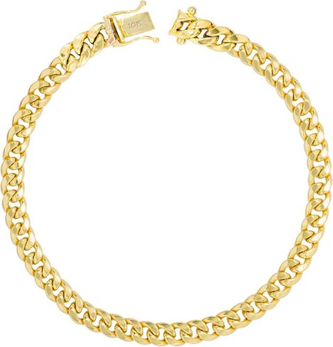 Nuragold 10k الذهب الأصفر 5.5mm ميامي الكوبي ربط سلسلة سوار، رجل إمرأة مجوهرات مربع المشبك 7 "7.5" 8 "8.5" 9" in Saudi Arabia