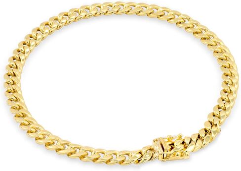 Nuragold 10k الذهب الأصفر 5.5mm ميامي الكوبي ربط سلسلة سوار، رجل إمرأة مجوهرات مربع المشبك 7 "7.5" 8 "8.5" 9" in Saudi Arabia