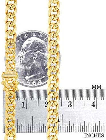 Nuragold 10k الذهب الأصفر 5.5mm ميامي الكوبي ربط سلسلة سوار، رجل إمرأة مجوهرات مربع المشبك 7 "7.5" 8 "8.5" 9" in Saudi Arabia