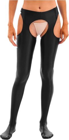YiZYiF Women's Shiny Glossy 70D Cutout Pantyhose Oil Satin Tights Dance Compression Stockings in Kuwait