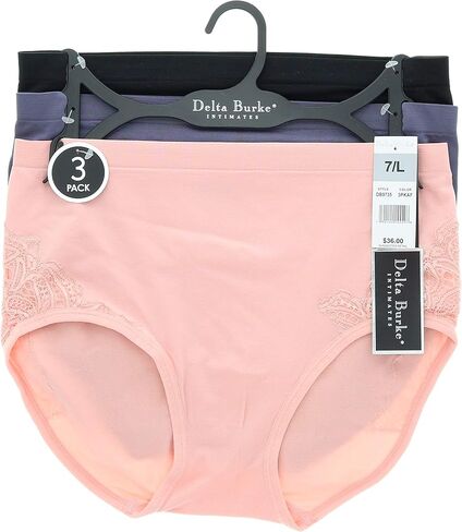 سراويل داخلية نسائية من Delta Burke Intimates مقاس كبير بحواف دانتيل عالية الارتفاع (3Pr) in Kuwait