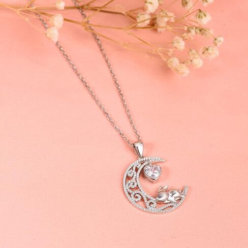 المسافة لطيف الأرنب القمر قلادة للنساء Grils 925 الفضة الاسترليني قلادة أرنب مجوهرات هدية لعيد الميلاد عيد الحب الذكرى السنوية in Kuwait