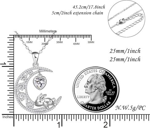 المسافة لطيف الأرنب القمر قلادة للنساء Grils 925 الفضة الاسترليني قلادة أرنب مجوهرات هدية لعيد الميلاد عيد الحب الذكرى السنوية in Kuwait