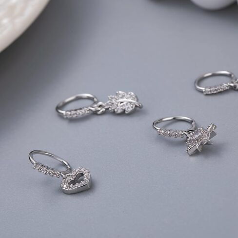 LOAYHOAY 12 قطعة 20 جرام حلق الأنف المتدلي للنساء الغضروف اللولب القرط القمر ستار الصليب عين الشر استرخى ثقب الأنف مجموعة in Kuwait