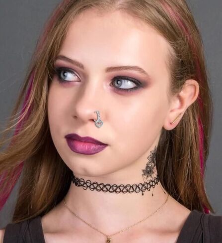 LOAYHOAY 12 قطعة 20 جرام حلق الأنف المتدلي للنساء الغضروف اللولب القرط القمر ستار الصليب عين الشر استرخى ثقب الأنف مجموعة in Kuwait