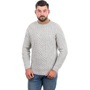 SAOL Irish Knitted Men Crew Neck Aran Sweater Pullover