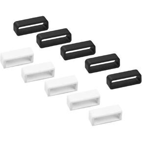 حلقات تثبيت بديلة GO-CHUNRIQIN، حلقة حزام سيليكون 22 مم، حلقات آمنة موصل حلقات أمان، حلقات بديلة لملحقات حزام الساعة الذكية (10 قطع، أسود وأبيض) in Kuwait