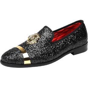 ELANROMAN Men's Glitter Loafers Oxford Dress Fashion Casual Wedding Party Prom Shoes in Saudi Arabia