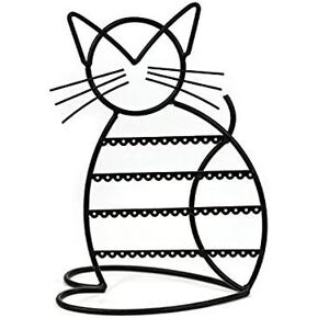 (اسود) - حامل اقراط بسلك معدني على شكل قطة من ارارد (اسود) in Kuwait