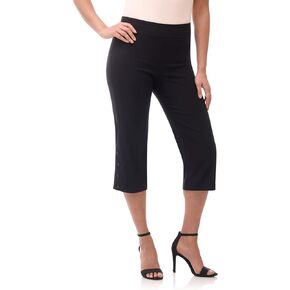 Rekucci Women's EcoCosy Comfort Straight Leg Capri with Button Detail at The Hem