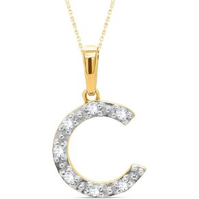 قلادات Poshadime قلادات ساحرة أولية للنساء والفتيات - قلادات مخصصة على شكل حرف أبجدي من الألماس الطبيعي بشكل دائري 18 بوصة سلسلة ذهب عيار 14 قيراط (0.10 قيراط، وضوح I2، لون J) in Kuwait