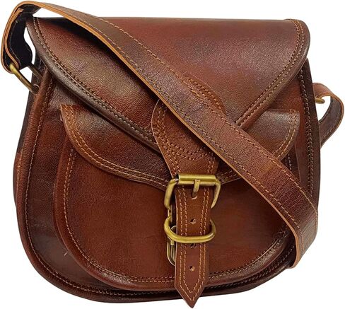 اوربان ليذر شنطة كتف كروس للنساء مصنوعة يدويا من الجلد الطبيعي بتصميم بوهو هيبي ساتشيل للفتيات المراهقات، شنطة كروس كروس للنساء والسيدات, بني in Kuwait