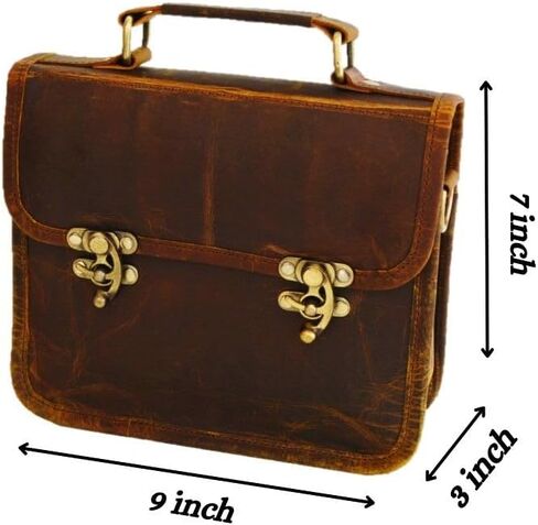 حقيبة كتف نسائية مصنوعة يدويًا من الجلد الطبيعي باللون البني بتصميم كلاسيكي من Satchel And Fable. in Kuwait