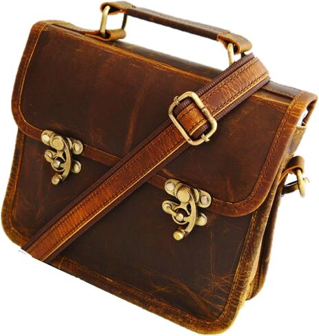 حقيبة كتف نسائية مصنوعة يدويًا من الجلد الطبيعي باللون البني بتصميم كلاسيكي من Satchel And Fable. in Kuwait