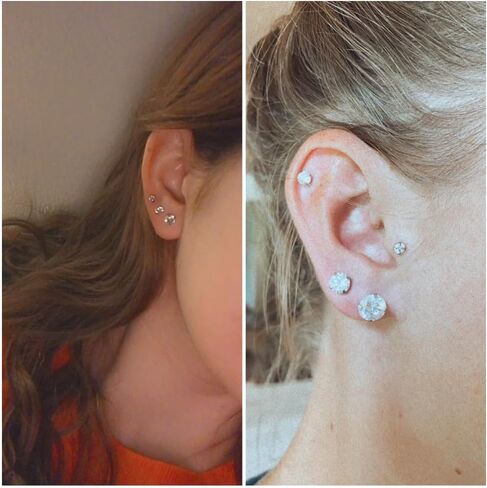 5 Pairs Stud Earrings Hypoallergenic Cubic Zirconia 316L Earrings Stainless Steel CZ Earrings Set 3-8mm (Gold) in Saudi Arabia