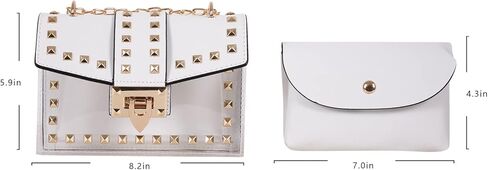 المحافظ وحقائب اليد للنساء أزياء بو الجلود مقبض سلسلة شفافة كريستال برشام حقيبة الكتف حمل حقيبة مخلب in Kuwait