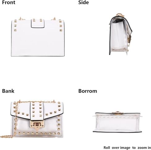 المحافظ وحقائب اليد للنساء أزياء بو الجلود مقبض سلسلة شفافة كريستال برشام حقيبة الكتف حمل حقيبة مخلب in Kuwait