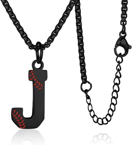 Susook البيسبول قلادة الأولية للبنين البيسبول A-Z حرف سحر قلادة الفولاذ المقاوم للصدأ سلسلة 22 + 2 بوصة هدية البيسبول شخصية للرجال النساء الفتيات in Kuwait