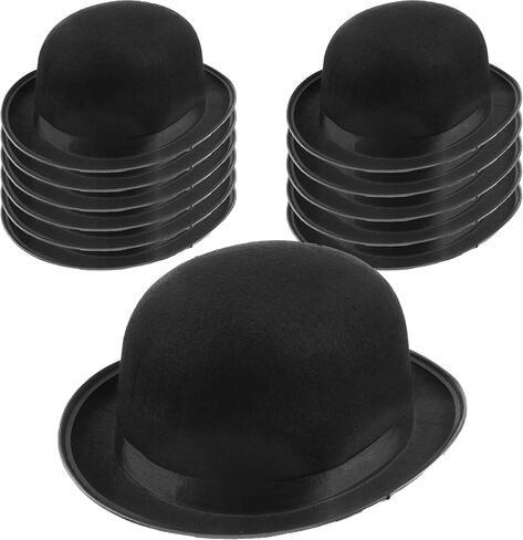 SGBETTER 12 Pack Black Bowler Hats Felt Derby Hat Top Hat for Funny Hat Party Men Women Halloween Cosplay Costume Accessories in Saudi Arabia